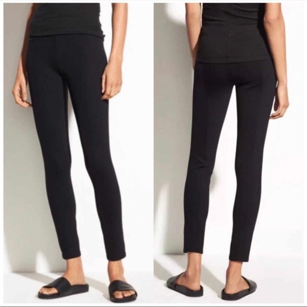 VINCE | Solid Black Ponte Stretch Pants Leggings Elastic Waist